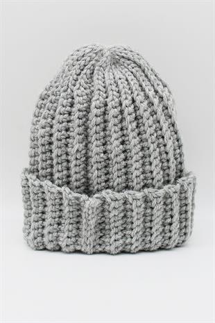 Hand Made Handmade Winter Beanie-Grey