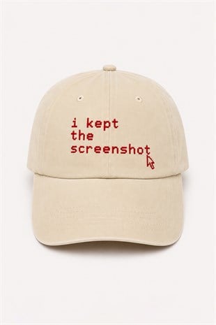 I Kept the Screenshot Nakışlı Washed Dad Cap – Stone