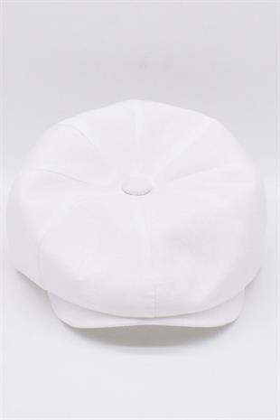 English Style London Flat Cap Hat White