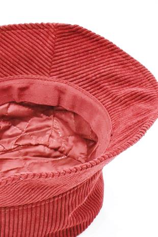Kadife Bucket Şapka-Bordo