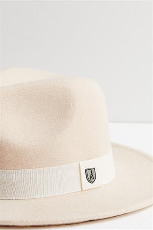 Kadın Krem Fedora Şapka Kovboy Stili Panama Fötr Şapka