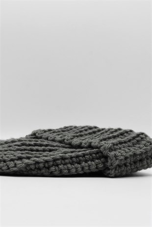 Womens Anthrachite Handmade Mohair Winter Beanie