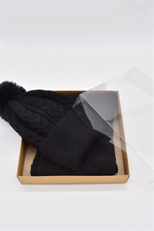 Womens Scarf Beanie Set Gİft Boxed 2x Pack Set