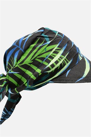 Kadın Bağlamalı Eşarp Siperli Desenli Plaj Şapkası