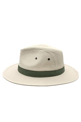 Kadın Bej Kumaş Fedora Şapka - Ayarlanabilir