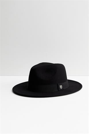 Kadın Boater Siyah Kovboy Panama Fötr Şapka