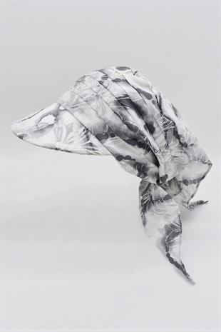 Kadın Çiçek Desen Bağlamalı Eşarp Siperli Bandana Plaj Şapkası