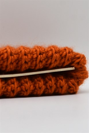 Womens Handmade Brick Color Winter Docker Beanie