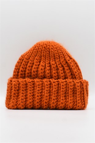 Womens Handmade Brick Color Winter Docker Beanie