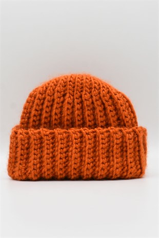 Womens Handmade Brick Color Winter Docker Beanie