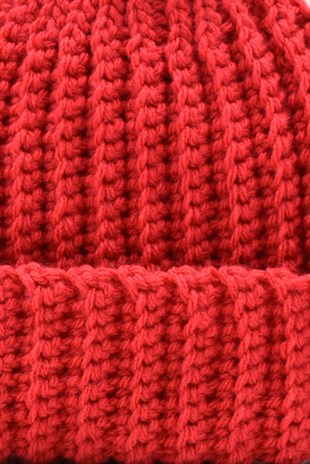 Womens Handmade Winter Beanie Coral Red