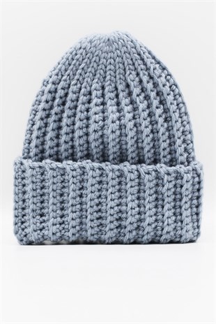 Womens Handmade Winter Beanie Denim