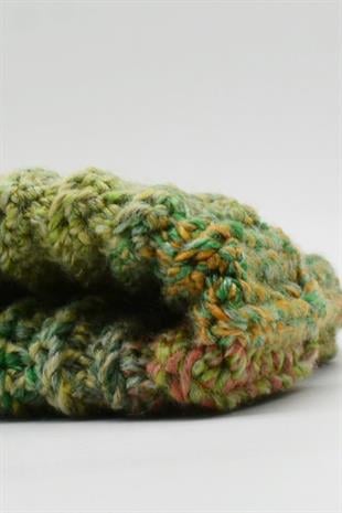 Womens Handmade Winter Beanie Green Hat