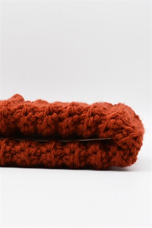 Womens Handmade Winter Beanie Brick Color