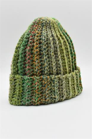 Womens Handmade Winter Beanie Green Hat