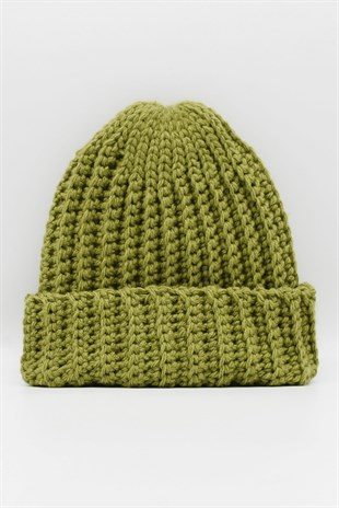 Womens Handmade Winter Beanie Pistachio Green