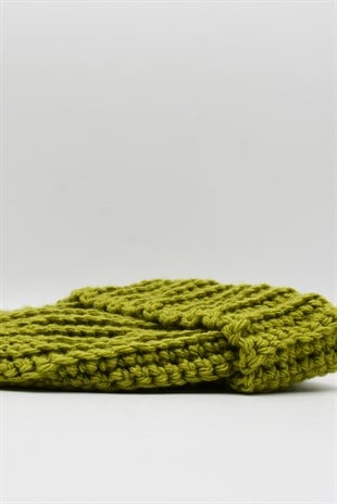 Womens Handmade Winter Beanie Pistachio Green