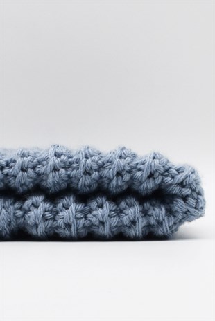 Womens Handmade Winter Beanie Denim