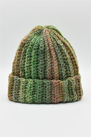 Womens Handmade Winter Beanie Green Hat