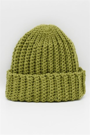 Womens Handmade Winter Beanie Pistachio Green