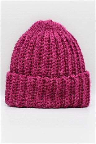 Womens Handmade Winter Beanie Magenta