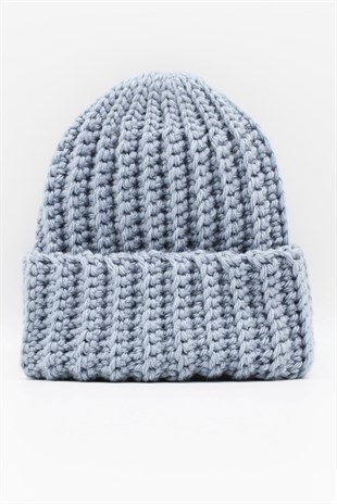 Womens Handmade Winter Beanie Denim