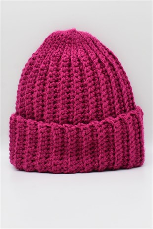 Womens Handmade Winter Beanie Magenta