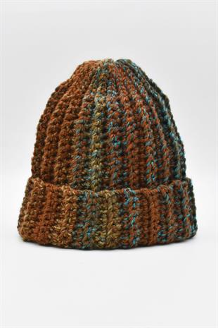 Womens Handmade Winter Beanie Brown Hat