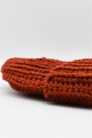 Womens Handmade Winter Beanie Brick Color