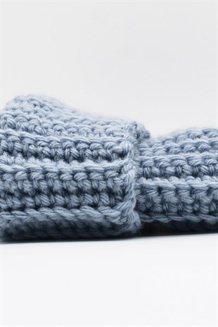 Womens Handmade Winter Beanie Denim