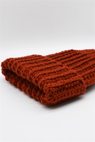 Womens Handmade Winter Beanie Brick Color