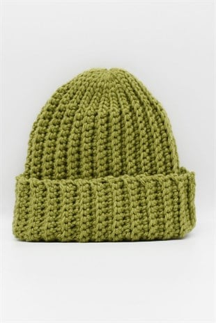 Womens Handmade Winter Beanie Pistachio Green