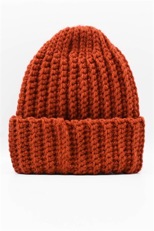Womens Handmade Winter Beanie Brick Color