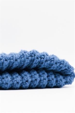 Womens Handmade Mohair Winter Beanie Blue