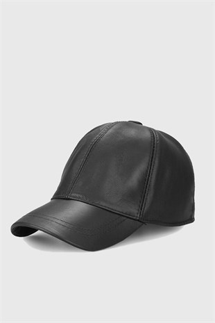 Womens Real Leather Black Hat