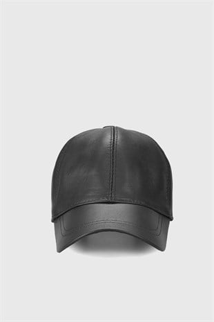 Womens Real Leather Black Hat