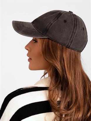 Womens Grey Washed Vintage Cap Hat