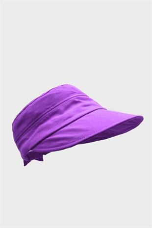 Womens Sun Protect Wide Cotton Hat - Purple
