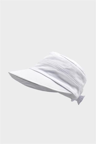 Womens Sun Protect Wide Cotton Hat - White