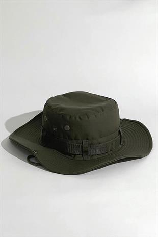 Kadın Haki Güneş Koruyucu Kovboy Safari Şapkası