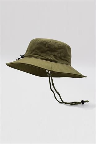 Kadın Haki Outdoor Şapka İpli Bucket Safari Şapkası
