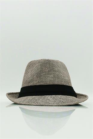 Womens Straw Fedora Hat - Grey