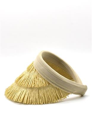 Womens Straw Hairaklı Boho Visor Hat Beige SS24