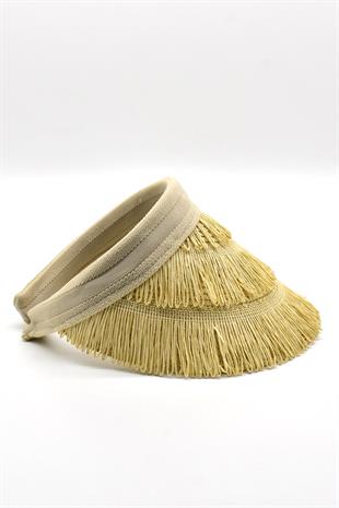 Womens Straw Hairaklı Boho Visor Hat Beige SS24
