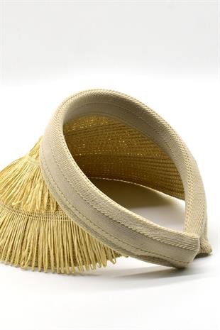 Womens Straw Hairaklı Boho Visor Hat Beige SS24
