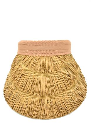 Womens Straw Hairaklı Boho Visor Hat Camel SS24
