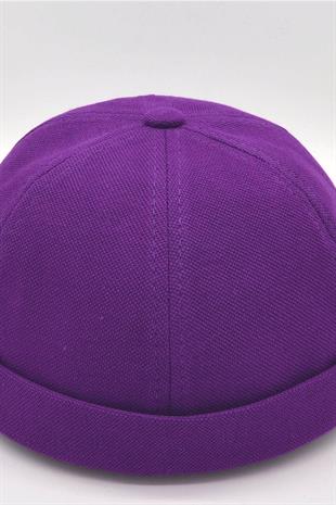 Womens Hipster Folded Cap Purple Docker Hat
