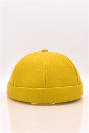 Kadın Hipster Katlamalı Cap Sarı Docker Şapka