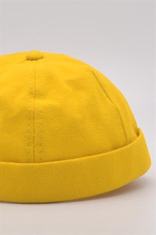 Kadın Hipster Katlamalı Cap Sarı Docker Şapka