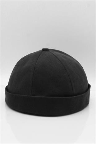 Womens Hipster Folded Cap Black Docker Hat